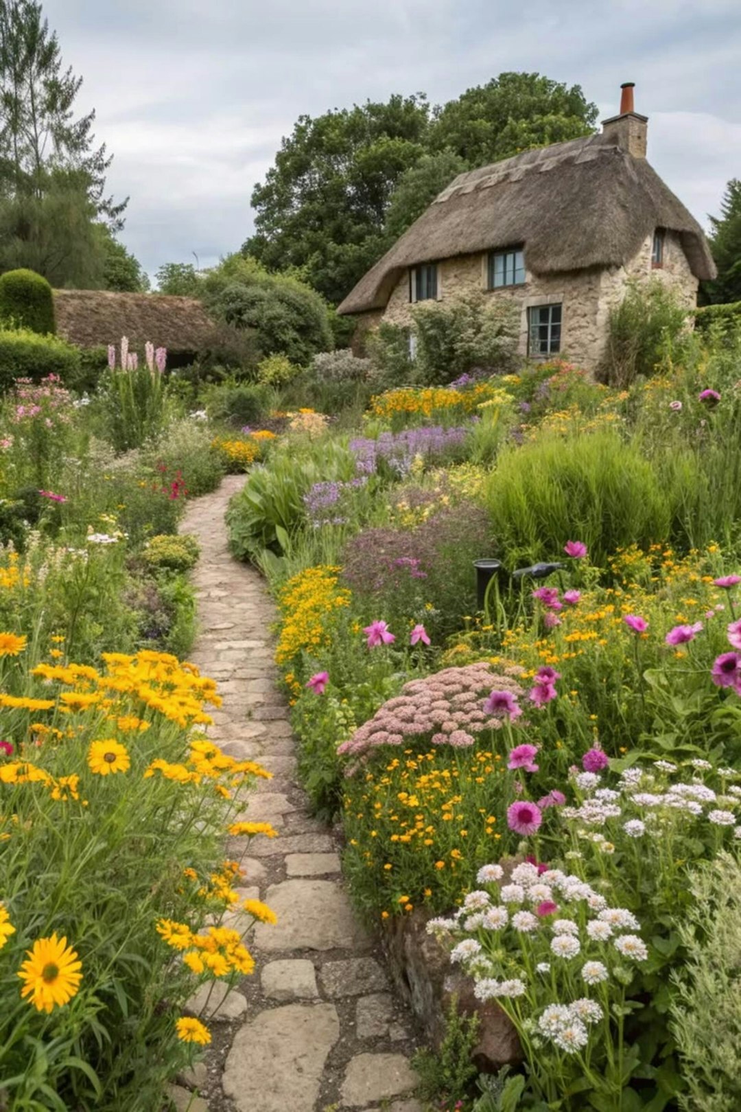 wildflowers along garden path